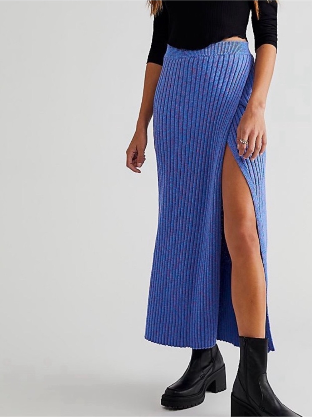 Free People Better Days midi skirt in blueberry